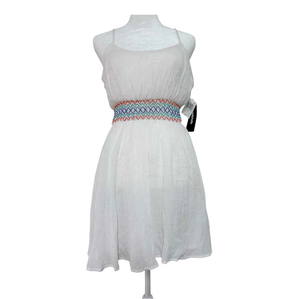 White Dress with Multicolor Waistband